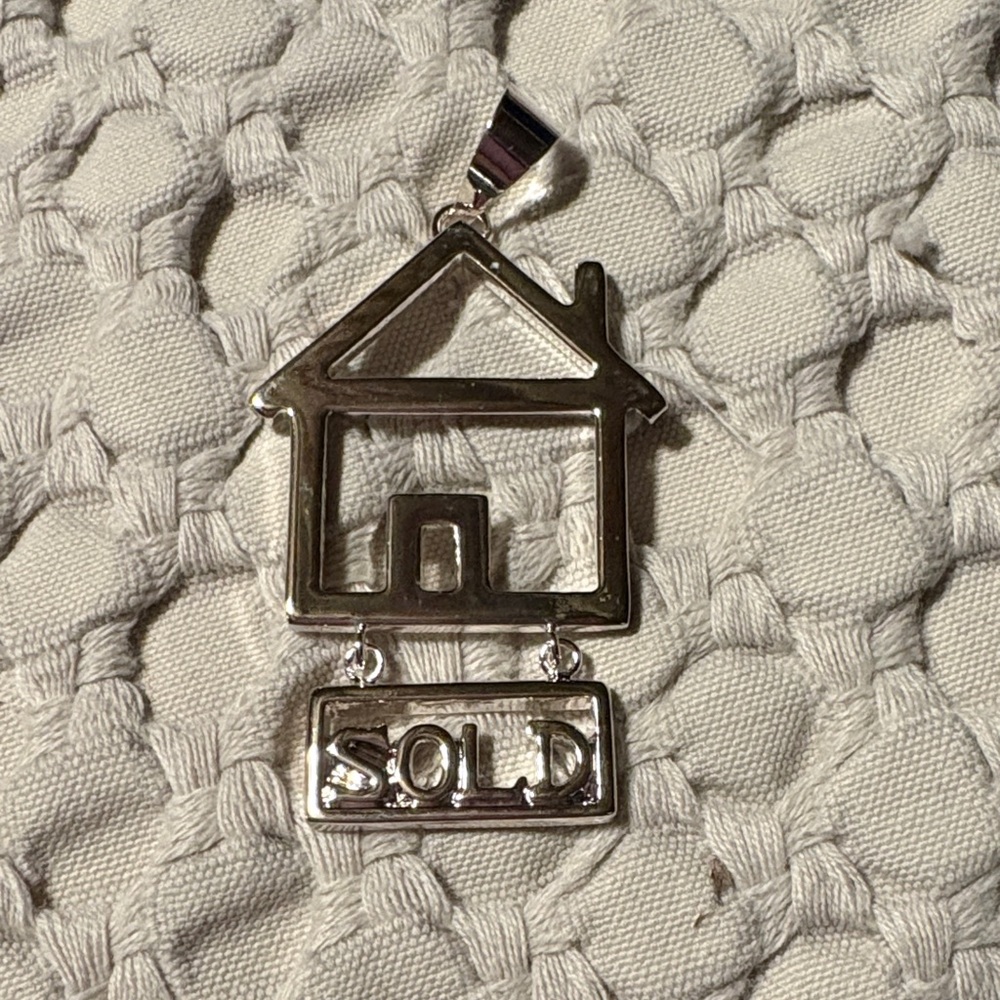 NWOT Realtor Silver Tone House Pendant with 'SOLD' Sign